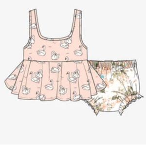 Posh Peanut Odet Sleeveless Peplum Bummie Set